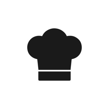 Şef şapka silueti beyaz arkaplanda siyah yemek pişirme başlığı simgesi