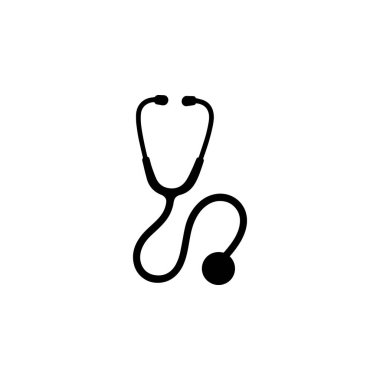 Beyaz arkaplanda stetoskop silueti siyah tıbbi araç simgesi