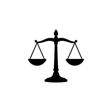 Beyaz arka plan kanun dengesi sembolüne izole edilmiş adalet terazisi silueti