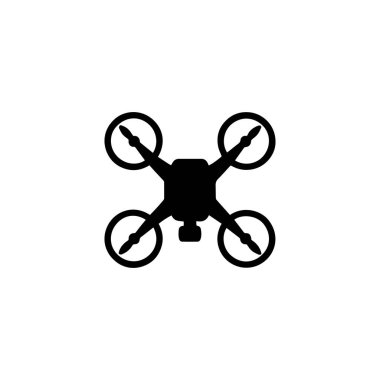 İnsansız hava aracı silueti kuadkopteri beyaz arka planda izole edilmiş insansız hava uçuş teknolojisi aygıtı.