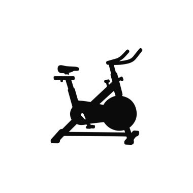 Egzersiz bisikleti silueti silueti sabit fitness bisikleti beden eğitimi ve spor illüstrasyonu için