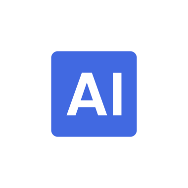 Kare mavi arkaplanda beyaz metin ile temiz ai logo tasarımı