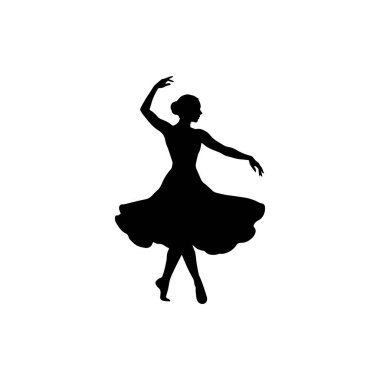 Balerin dans eden siluet ikonu kadın balerin illüstrasyonu