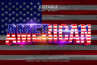 4 Temmuz Bağımsızlık Günü metni, metin efektli Amerikan bayrağı