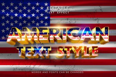 4 Temmuz Bağımsızlık Günü metni, metin efektli Amerikan bayrağı