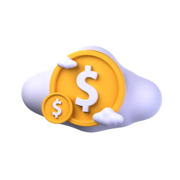 Cloudové Peníze Ilustrační Objekt Izolované Bílém Pozadí Cloud Money Financeeconcept — Stock fotografie