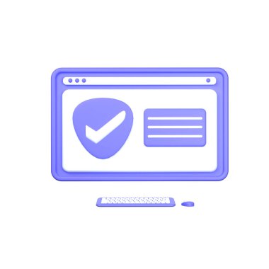 Bilgisayar nesnesinde 3d illüstrasyon web sitesi güvenliği