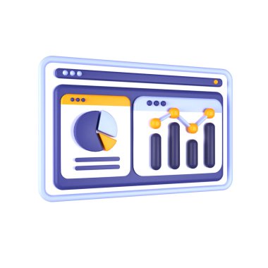 3D illüstrasyon veri analiz nesnesi. 3D yaratıcı SEO tasarım simgesi beyaz arkaplanda izole edildi. 3B Hazırlama nesnesi