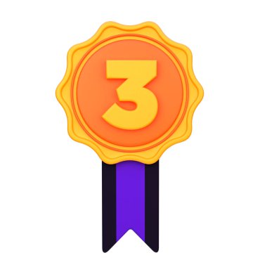 3 boyutlu illüstrasyon madalyası, kurdele rozeti objesi