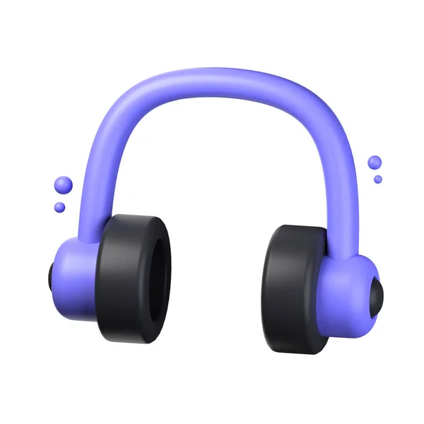 耳机3D插图对象 被白色背景隔离 3D耳机用户界面概念 卡通简约的风格 3D用户界面矢量渲染图标说明 — 图库照片