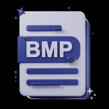 Dosya Biçimi 3D Simge Paketi. BMP dosya biçiminin 3d illüstrasyonu