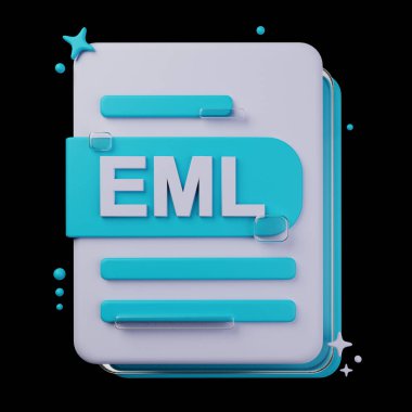 Dosya Biçimi 3D Simge Paketi. EML ile biçiminin 3d illüstrasyonu