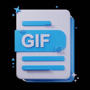 Dosya Biçimi 3D Simge Paketi. GIF dosya biçiminin 3d illüstrasyonu