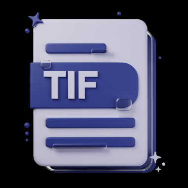 Dosya Biçimi 3D Simge Paketi. TIF dosya biçiminin 3d illüstrasyonu