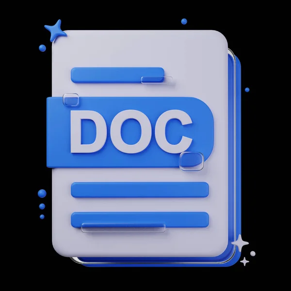 ファイル形式3Dアイコンパック Docファイル形式の3Dイラスト — ストック写真