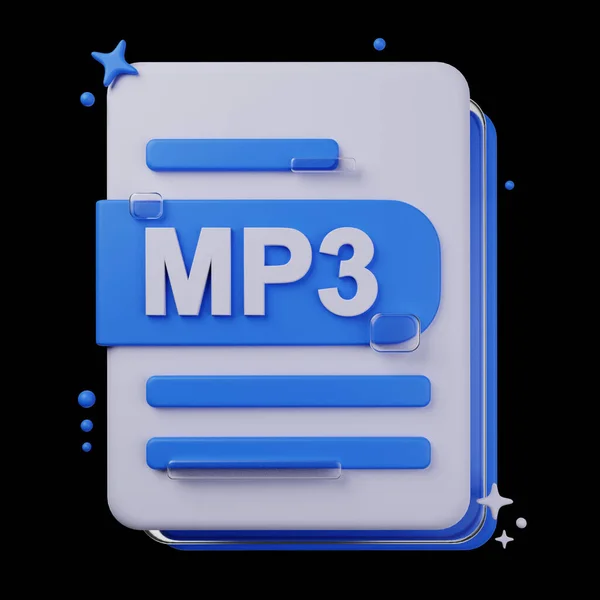 ファイル形式3Dアイコンパック Mp3ファイルフォーマットの3Dイラスト — ストック写真