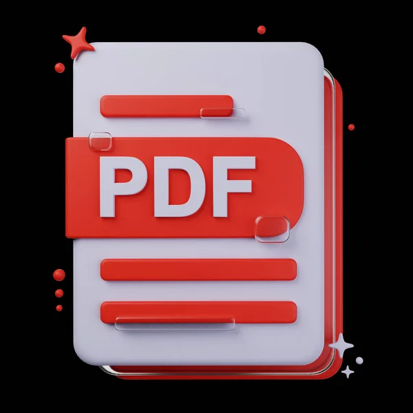 ファイル形式3Dアイコンパック Pdfファイル形式の3Dイラスト — ストック写真