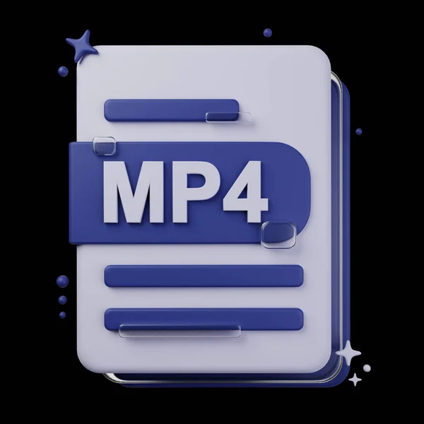 ファイル形式3Dアイコンパック Mp4ファイルフォーマットの3Dイラスト — ストック写真