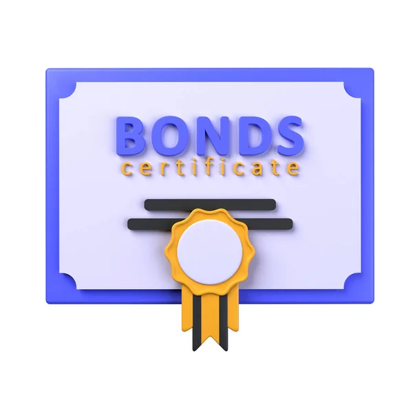 Obligatiecertificaat Van Illustratie Geïsoleerd Witte Achtergrond Investeringen Concept Medaille Voor — Stockfoto