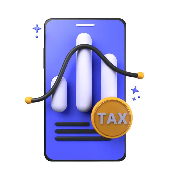 Daňová Analýza Ilustrace Izolované Bílém Pozadí Mobilní Telefon Trubicový Diagram — Stock fotografie