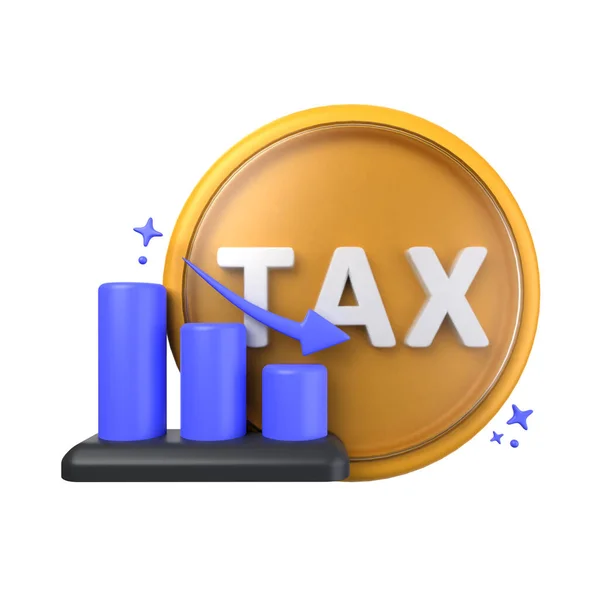 Graf Daňových Ztrát Ilustrace Izolované Bílém Pozadí Diagram Trubice Šipka — Stock fotografie