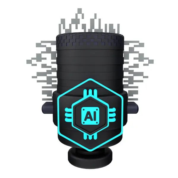 3d minimal artificial intelligence concept. Artificial Intelligence Voice. AI chip with microphone. 3d illustration