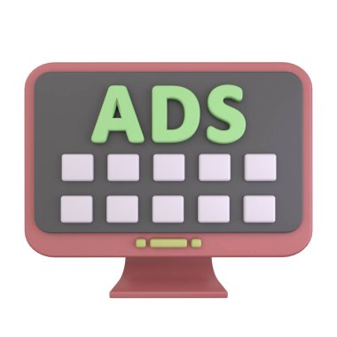 Beyaz arka planda izole edilmiş 3D illüstrasyon çevrimiçi ilanı. İş Yönetimi 3 boyutlu kavram. 3d hazırlayıcı