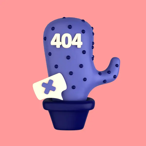3d illustration of Error Cactus. empty states 3D concept. 3d render