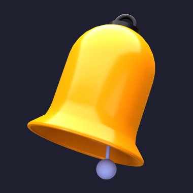 3D illüstrasyon Noel çanı objesi. Üç boyutlu yaratıcı Noel tasarım ikonu. 3B Hazırlama.