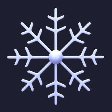 Kar taneleri nesnesinin 3 boyutlu çizimi. Üç boyutlu yaratıcı Noel tasarım ikonu. 3B Hazırlama.