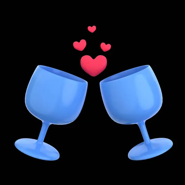 Illustration Glass Wine Object Creative Valentine Design Icon Rendering Royalty Free Stock Images