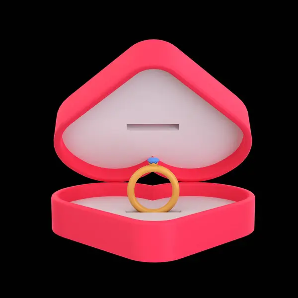Illustration Valentine Ring Objekt Kreativ Valentine Design Ikon Återgivning Stockfoto