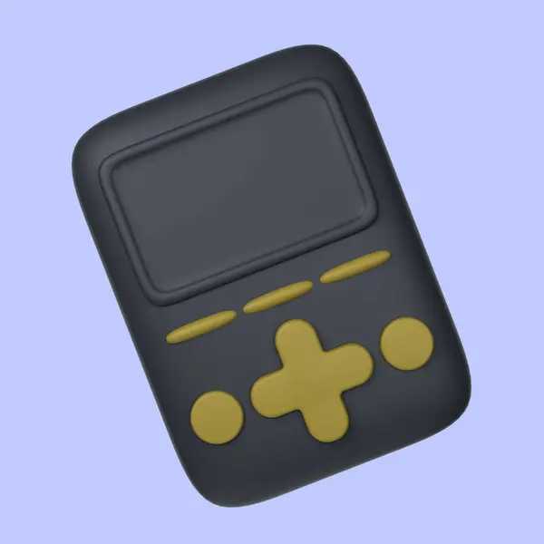 Zamknij Gameboyshaped Urządzenia Żółtym Przyciskiem Nadaje Się Gier Retro Technologii Obraz Stockowy