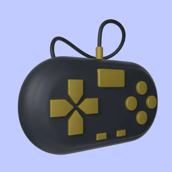 Controlador Preto Dourado Com Botão Amarelo Adequado Para Conceitos Jogos Imagem De Stock