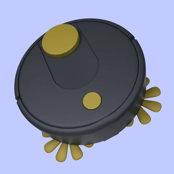 Κοντινό Πλάνο Ρομποτικής Ηλεκτρικής Σκούπας Κίτρινα Κουμπιά Κατάλληλο Για Έννοιες Εικόνα Αρχείου