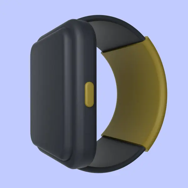 Close Smart Watch Yellow Band Suitable Technology Fitness Lifestyle Modern Stock Photo