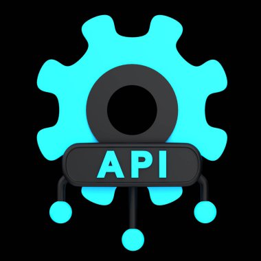 Web 3D simge konsepti. Web api 'nin 3d illüstrasyonu