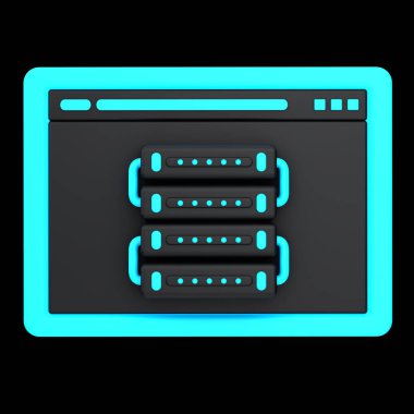 Web 3D simge konsepti. Web sunuculuğunun 3d illüstrasyonu