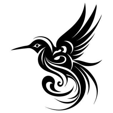 Kuşun siyah silueti. Vektör illüstrasyon sinekkuşu