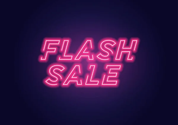 Pembe Parlak Neon Flaş Satış Sancağı. Promosyon flaş satış teklifi için reklam tabelası, bu tasarım basit bir neon tekniği tipografi stilidir.