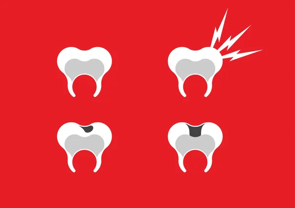 Dental Caries Logo Flat Design Common Use Branding Icons Logos — Stock Vector