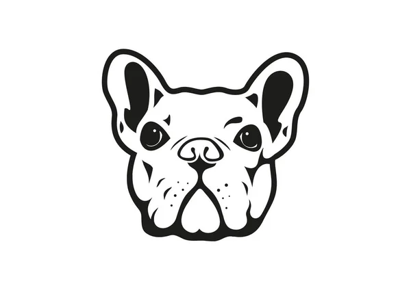 Francouzský Buldok Tvář Portrét Černobílé Logo Symbol Pro Vaši Rozmanitost — Stockový vektor