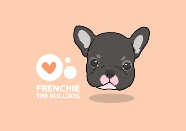 Tatlı Fransız Bulldog Köpek suratı ve güzel ısı düşünen balonu var. Düşünceli bir düşünce baloncuğuyla tasvir edilmiş sevimli bir ifadesi olan tatlı Fransız Bulldog köpeği yavrusu. Sevimli vektör çizimi cazibeyle doludur..
