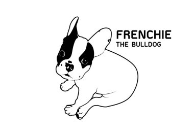 Tatlı İki Tonlu Fransız Bulldog Siyah ve Beyaz Logo. Şirin İki Tonlu Fransız Bulldog Siyah ve Beyaz Logo