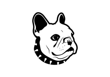 Sallanan tasmalı tombul Fransız Bulldog logosu sembolü. Sallanan tasmalı tombul bir Fransız Bulldog 'un logo sembolü ile çekilmiş vektör çizimi. Oyuncu ve eşsiz tasarım.