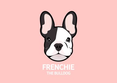 Sevimli Fransız Buldog Suratlı Portre Logosu. Tavşan kulaklı şirin Fransız Buldog. Çok güzel bir Fransız Bulldog portresi içeren vektör illüstrasyonu. Logo markalaşması için mükemmel..