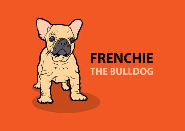 Fawn Fransız Bulldog Puppy. Vektör illüstrasyonu, geyik renkli bir Fransız yavrusunun karşı konulmaz sevimliliğini gözler önüne seriyor. Çekici ve sevimli..