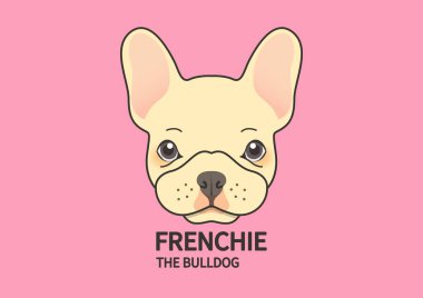Pembe arka planda şirin bir köpek yavrusu Fransız Bulldog suratı, bunu logonuza, ipek ekran deseninize, tişörtünüze ya da istediğiniz herhangi bir şeye yapabilirsiniz..