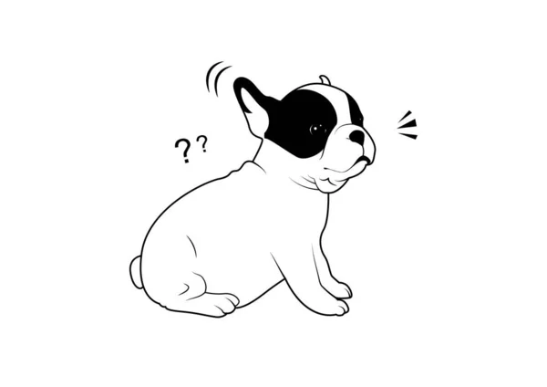 Cute Francuski Bulldog Puppy Panic Czarno Białej Koncepcji Uroczy Francuski — Wektor stockowy