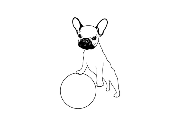 可爱的兔子耳朵法兰奇和他的黑白球 这种风格适合制作模板艺术 可爱的屏幕T恤 激光裁剪 街头艺术和涂鸦 — 图库矢量图片
